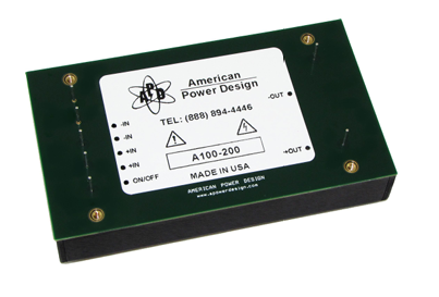 美國(guó)American Power Design A100系列高壓DC-DC轉(zhuǎn)換器100W,48-200V