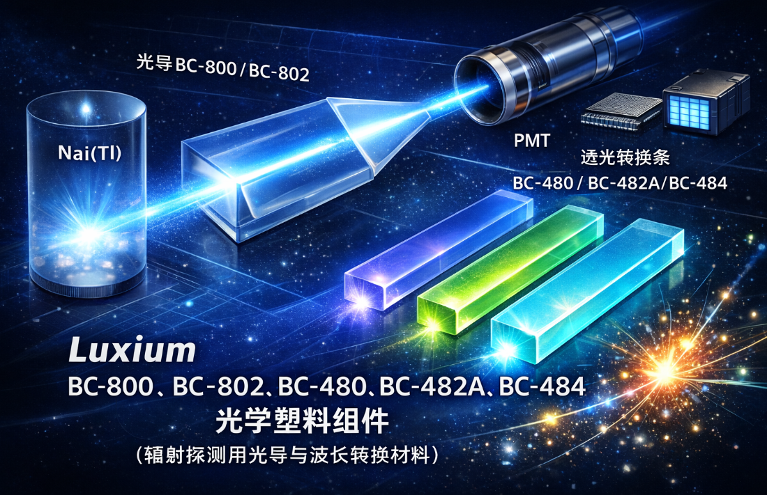 Luxium BC-800,BC-802,BC-480,BC-482A,BC-484光學(xué)塑料組件(輻射探測用光導(dǎo)與波長轉(zhuǎn)換材料)